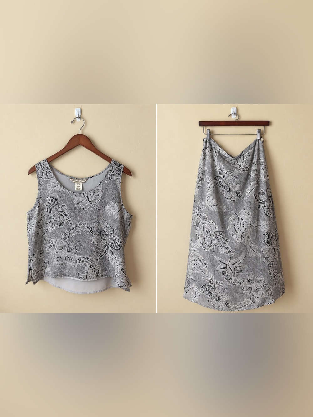 Kylani Bay 100% silk Sleeveless Floral 2 piece Medium tank/ 12 skirt Flowy Beach